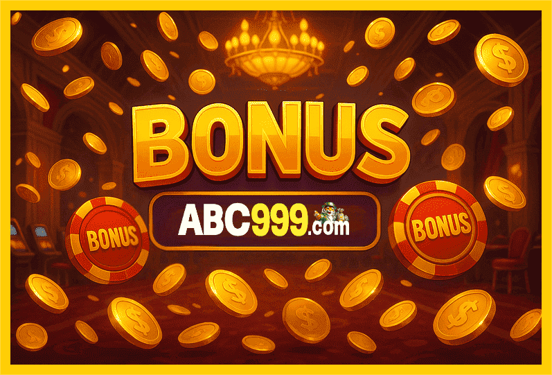 Imagem promovendo bônus ABC999 com recompensas imperdíveis.